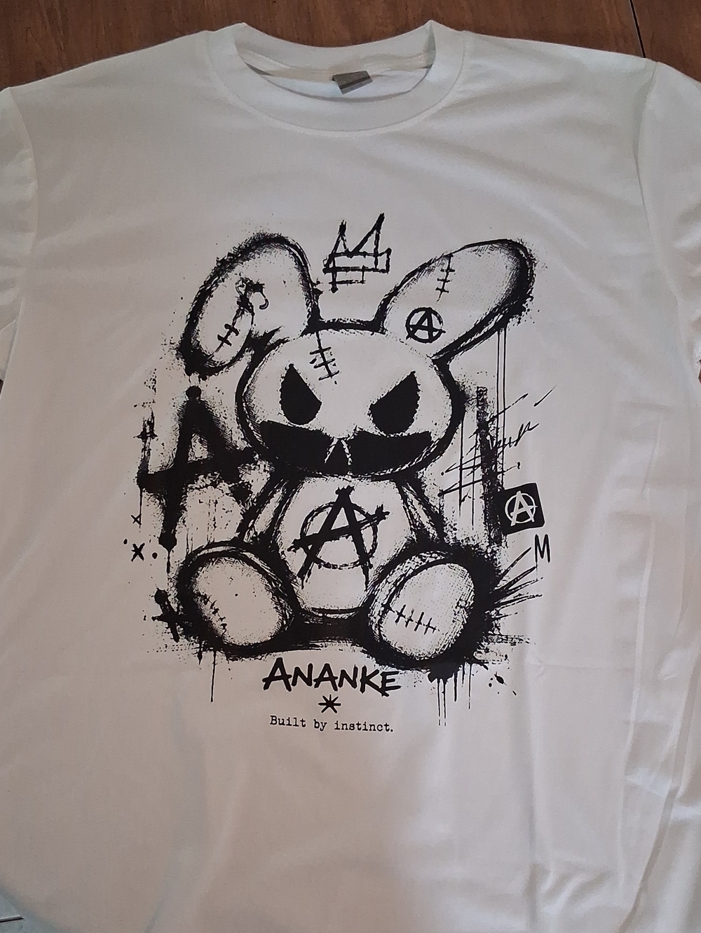 White Graphic Short Sleeve Tee with Bunny Print